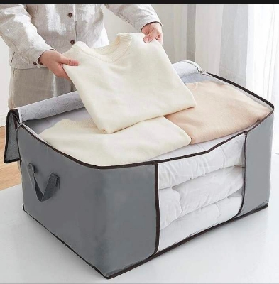 Picture of Winter Cloths Storage Organizer Bags. Blankets Cover, Cloth Organizer, Winter Wardrobe Storage Organizer Multicolor