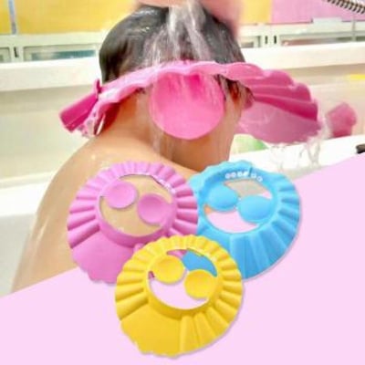 Picture of 1pcs Baby Shower Cap with Ear Protection Bath Caps Adjustable Soft Shampoo Bathing Hat Cap for Kids Toddler [Colour as per Stock] Multicolor