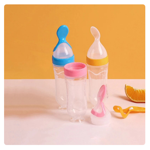 Picture of Suction Silicone Baby Spoon Feeder Baby Silicone Squeezing Bottle 