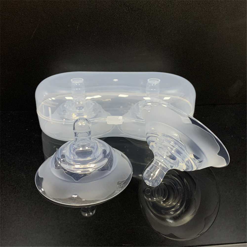 Picture of 1 Pair Nipple Protectors Nipple-style breastfeeding soft silicone nipple protector anti-pain round breast protector two PP box anti-bite shield Multicolor