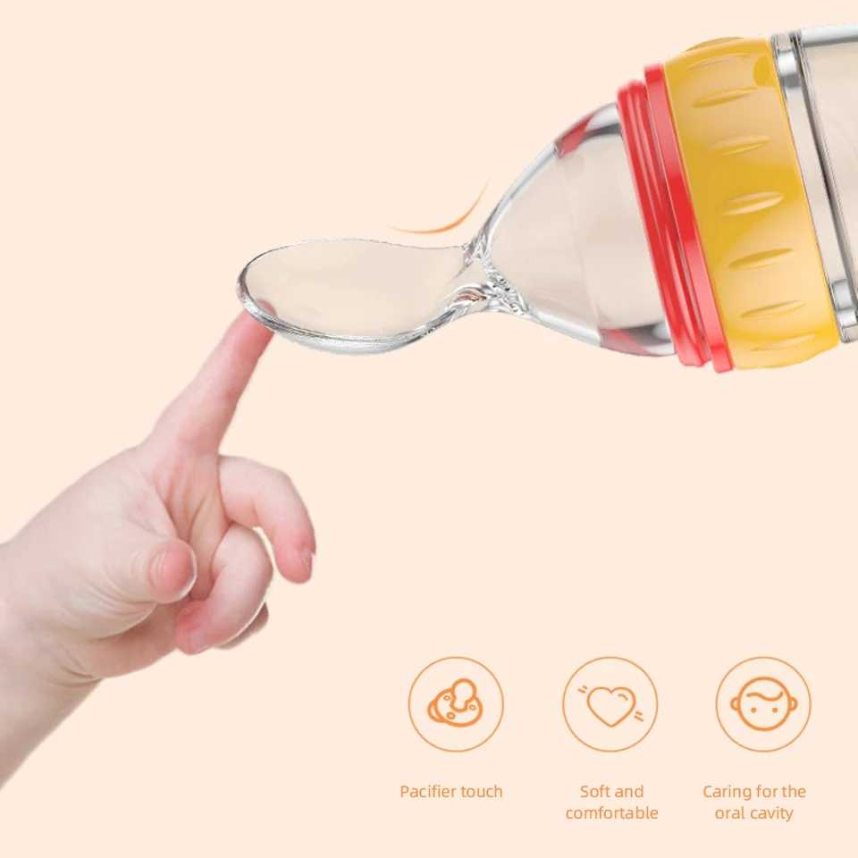 Picture of 90ml Full Silicon Baby Spoon feeding feeder bottle Food Dispensing Spoon