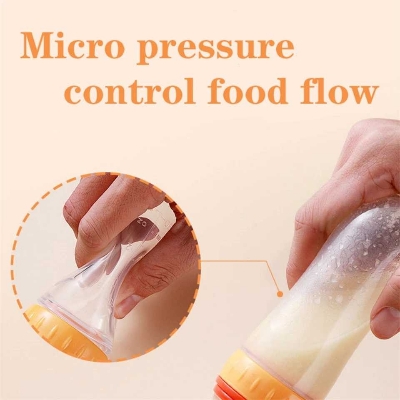 Picture of 90ml Full Silicon Baby Spoon feeding feeder bottle Food Dispensing Spoon