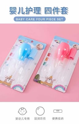 Picture of 4-piece Baby Care Silicone Set Baby Feeder Dropper Feeder Spoon Finger Toothbrush Cleaning Care Set Nasal Aspirator Multicolor