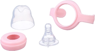 Picture of 120 ml Medium age Babies Glass Feeding Bottle Milk Water Pacifier Cup BPA-Free Rubber Sleeve Insulation Portable Toddler Feeder Multicolor