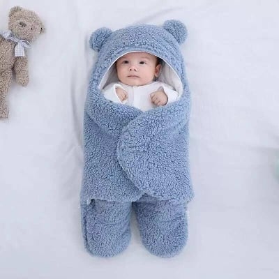 Picture of Ultra-Soft Fluffy Fleece Newborn Receiving Blanket - Baby Sleeping Bag for Boys and Girls (0-6 Months) Multicolor