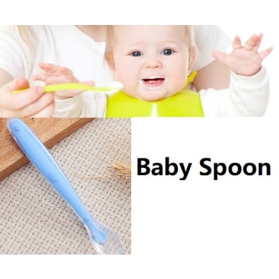 Picture of Soft Children Feeding Silicone Spoon Utensils Multicolor