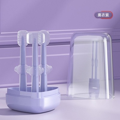 Picture of Silicone Tongue Cleaner + Baby Soft Bristle Toothbrush + U-Shaped Brush, 0-18 Months 3Pcs Set with Box