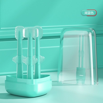 Picture of Silicone Tongue Cleaner + Baby Soft Bristle Toothbrush + U-Shaped Brush, 0-18 Months 3Pcs Set with Box