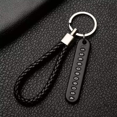 Picture of Anti-Lost Car Key Pendant Split Rings Keychain Phone Number Card Keyring Auto Vehicle Key Chain Car Accessories Multicolor