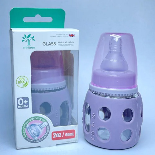 Picture of 60 ml Glass Feeder with Silicone Cover For (0-3 months) Baby Multicolor