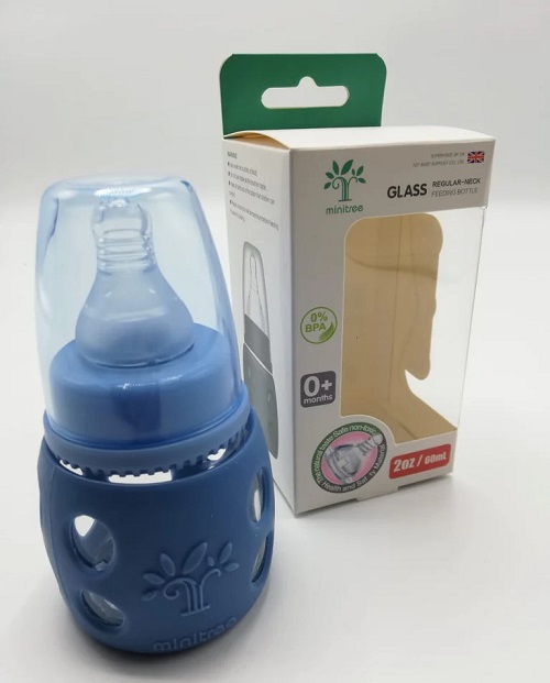 Picture of 60 ml Glass Feeder with Silicone Cover For (0-3 months) Baby Multicolor