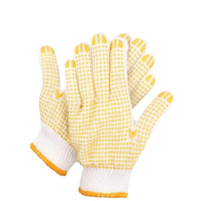 Picture of Cotton Lined PVC Dotted Hand Gloves 1 Pair - Black