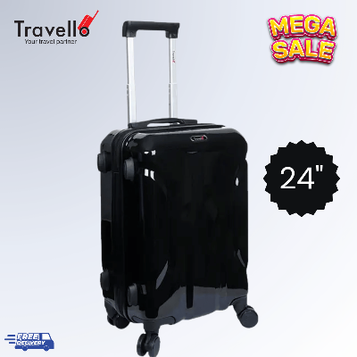 Picture of Travello Luxury Plus 24 Inch Ultra Light Weight Strong Build Quality Water-Resistant Double Caster Wheel Bigger Space Hardtop Luggage-Trolley Black