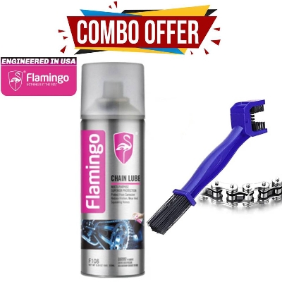 Picture of Flamingo Chain Lube 220ml & Chain Clean Brush for Motorbike (Combo Pack – 2pcs)