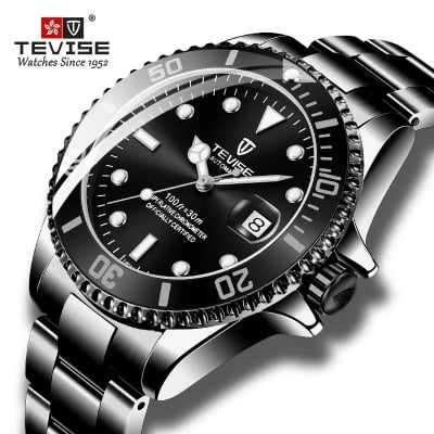 Picture of TEVISE Fashion Brand Black Stainless steel Quartz Watch - Black