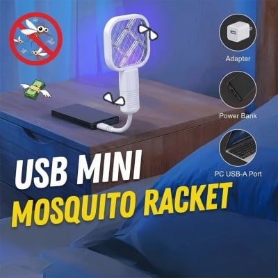 Picture of Electric Shock Mosquito Swatter Trap Pest Control UV Light USB Insect Racket Mini Portable Fly Bug Zapper Bedroom