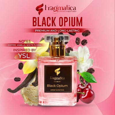 Picture of Fragmatica Black Opium Dark Bloom: Captivating YSL dupe. Rich coffee, sweet vanilla, white flower blend. Long-lasting, seductive women's EDP. Perfect for night, irresistible, elegant. Experience the dark allure. (size,10mg)