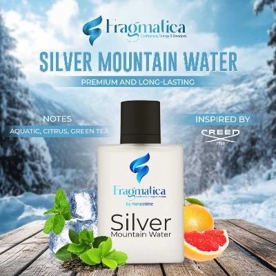 Picture of Fragmatica Mountain Water - Alpine Freshness: An invigorating, unisex Eau de Parfum inspired by Creed Silver Mountain Water. Enjoy crisp bergamot, green tea, and warm musk for a sophisticated, enduring aroma. Pure elegance in every spray. (15mg)