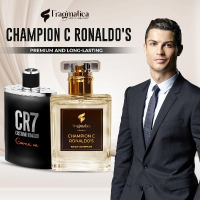 Picture of Champion's Edge Ronaldo's  - The "CR7"  Fragmatica x Honestime: Tribute Embrace the confident mix of crisp apple, fresh sage, and warm sandalwood. Highlighted by vetiver and vanilla. A bold, iconic scent for the man destined for success, Daraz exclusive! (6mg)