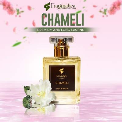 Picture of "Chameli's Embrace"  Fragmatica x Honestime: Chamelee Bloom - EDP. Infused with Pristine Jasmine, Dewy Greenery, & Clean Musk. The Essence of Purity for Effortless Grace. (15mg)