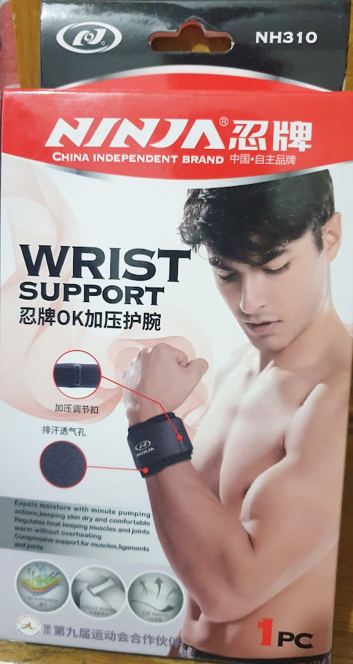 Picture of 1 piece Ninja Wrist Compression Strap and Wrist Brace Sport Wrist Support for Fitness Weightlifting Tendonitis Carpal Tunnel Arthritis Wrist Pain Relief Wear Anywhere Unisex Adjustable - Black