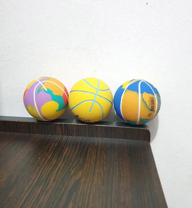 Picture of Soft Elastic Basketballs Bouncy Squeeze Mini Sports Ball Toy Kids And Adults Anti Anxiety Stress Relief Juggling Jumping Balls - Multicolor