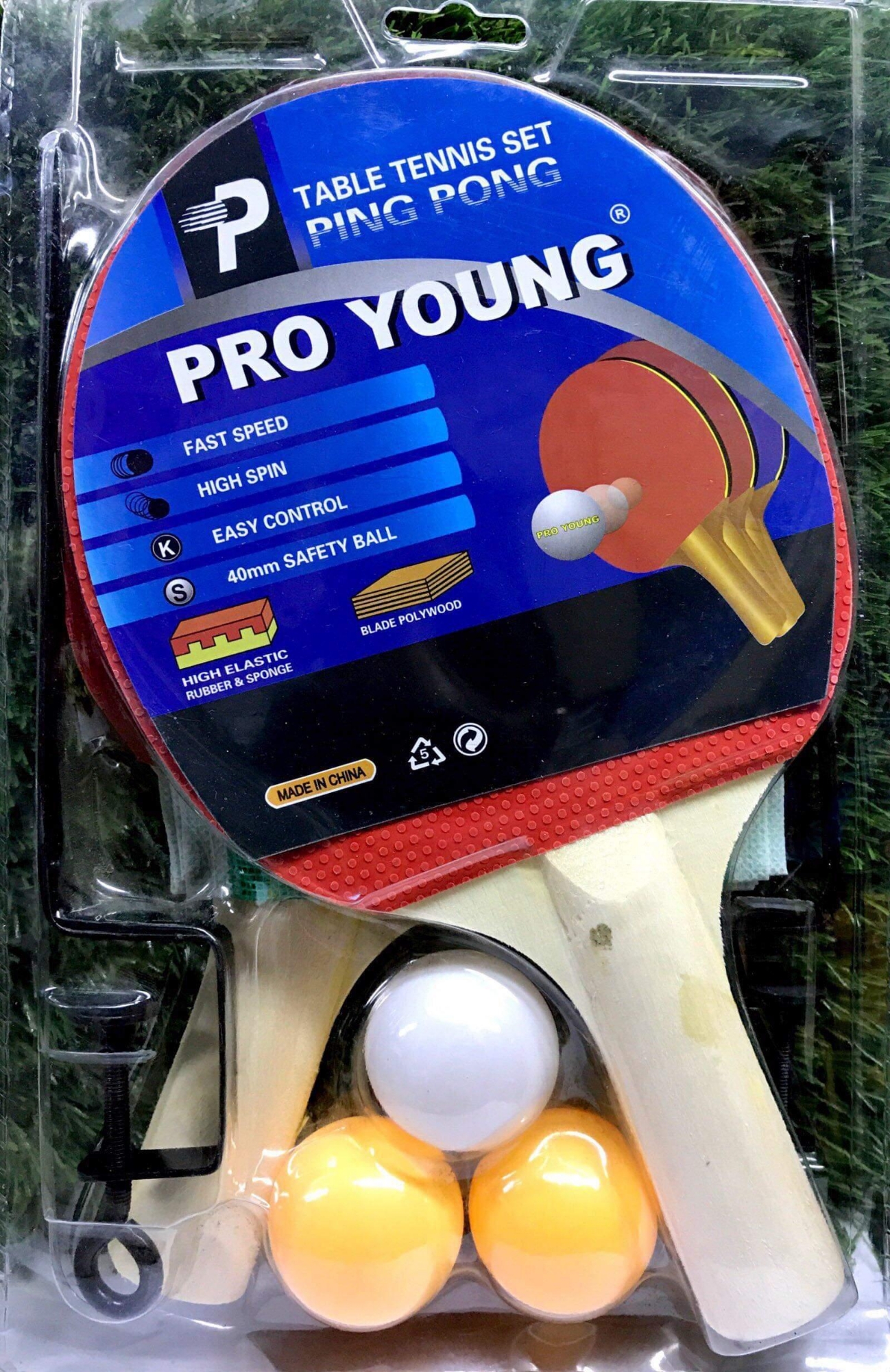 Picture of Pro Young Table Tennis Racket Set with 3 Balls Ping Pong Paddle for Match Training - Multicolor