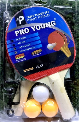 Picture of Pro Young Table Tennis Racket Set with 3 Balls Ping Pong Paddle for Match Training - Multicolor
