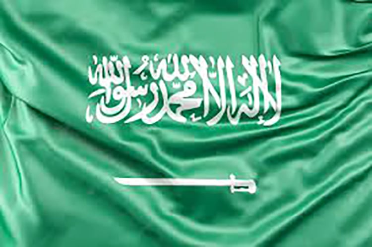 Picture of Saudi Arabian national flag 5 feet by 3 feet. - Green