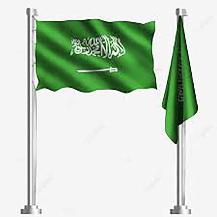 Picture of Saudi Arabian national flag 5 feet by 3 feet. - Green