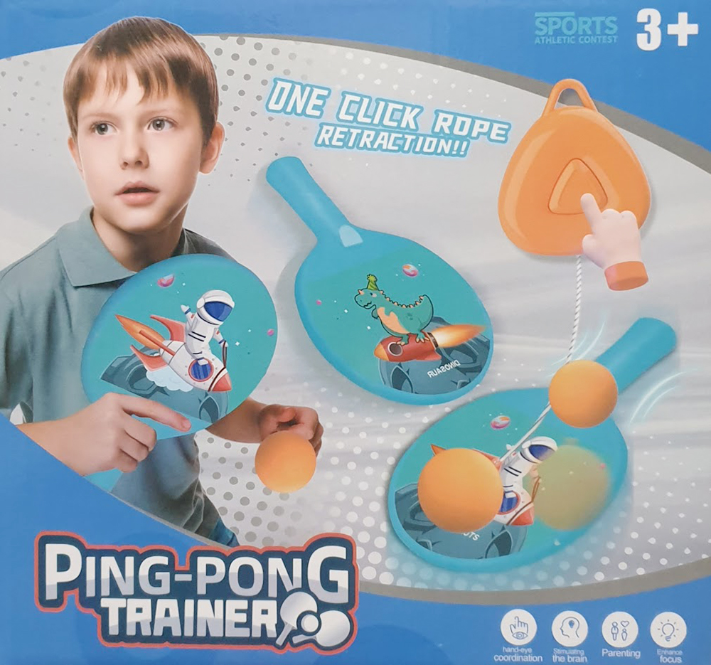 Picture of 1 Set Indoor Exercise Coordination Parent-child Interaction Hanging Ping-Pong Trainer 2 Rackets 3 balls set - Multicolor