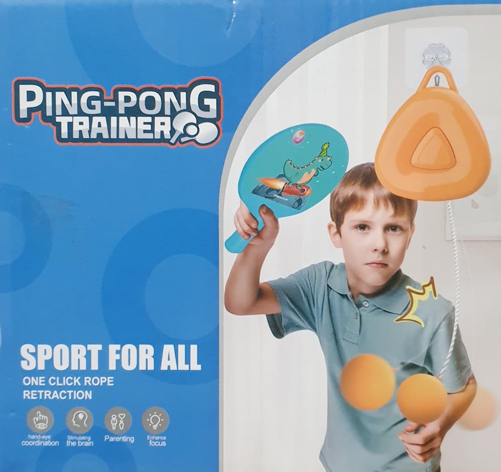 Picture of 1 Set Indoor Exercise Coordination Parent-child Interaction Hanging Ping-Pong Trainer 2 Rackets 3 balls set - Multicolor