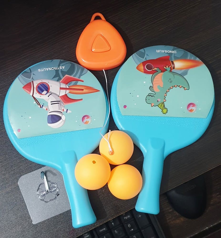 Picture of 1 Set Indoor Exercise Coordination Parent-child Interaction Hanging Ping-Pong Trainer 2 Rackets 3 balls set - Multicolor