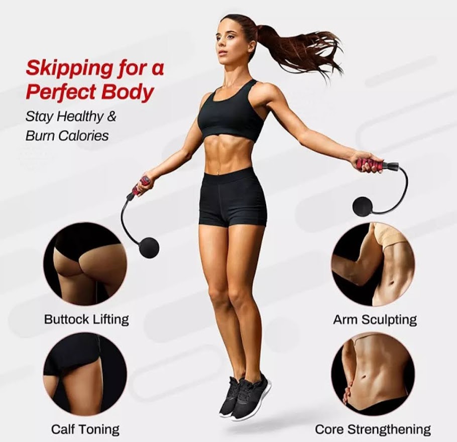 Picture of Jump Rope, Weighted Rope less Skipping Rope for Fitness, Tangle-Free Rapid Speed Cordless Jump Rope Workout for Men, Women - Multicolor