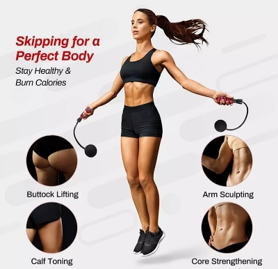Picture of Jump Rope, Weighted Rope less Skipping Rope for Fitness, Tangle-Free Rapid Speed Cordless Jump Rope Workout for Men, Women - Multicolor