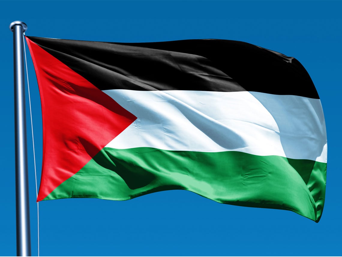 Picture of Palestine National Flag 5ft x 3ft One Sided Sublimation Print, High Quality. - Multicolor