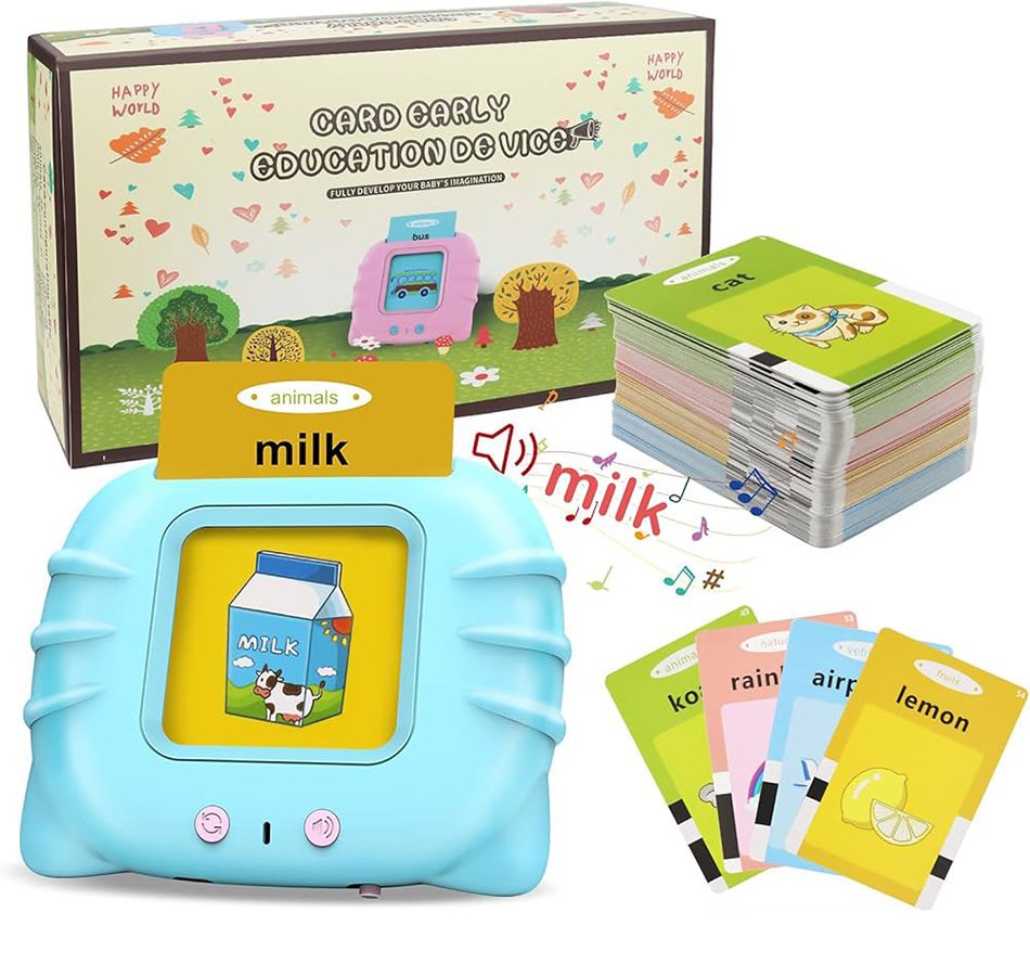 Picture of Kids Learning Flashcard Speech Therapy Machine Toy Rechargeable Reader 224 Sight Word 112 cards 12 types Interactive Educational Talking Flash Card - Multicolor