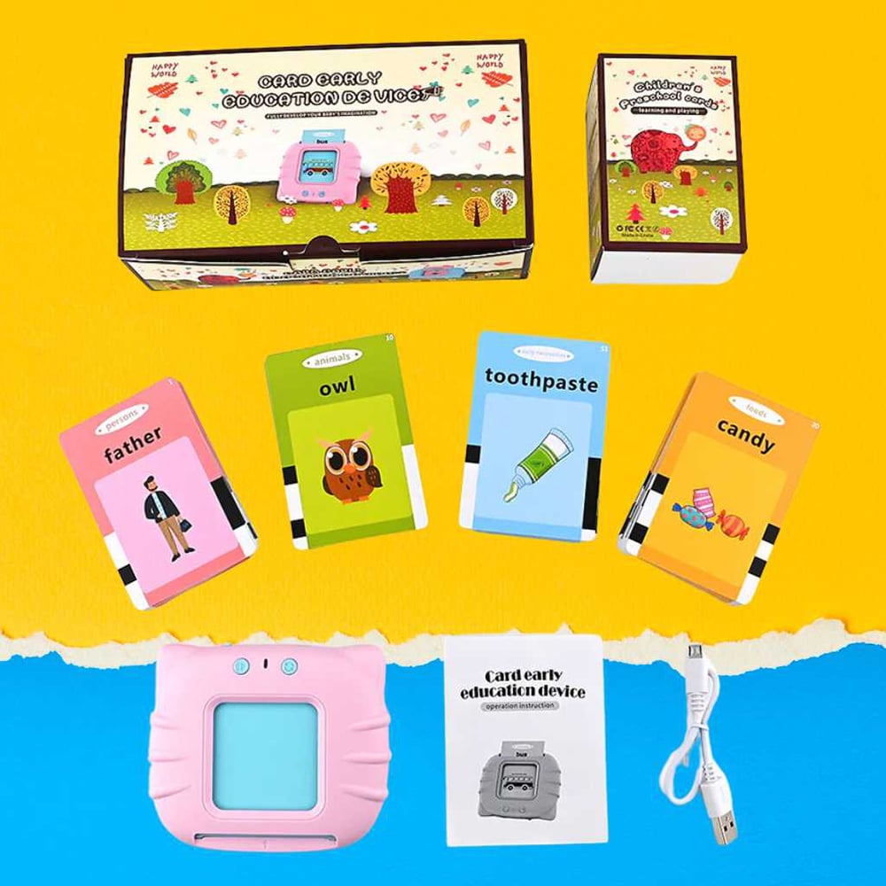Picture of Kids Learning Flashcard Speech Therapy Machine Toy Rechargeable Reader 224 Sight Word 112 cards 12 types Interactive Educational Talking Flash Card - Multicolor