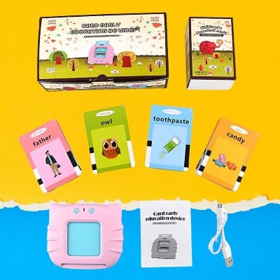 Picture of Kids Learning Flashcard Speech Therapy Machine Toy Rechargeable Reader 224 Sight Word 112 cards 12 types Interactive Educational Talking Flash Card - Multicolor