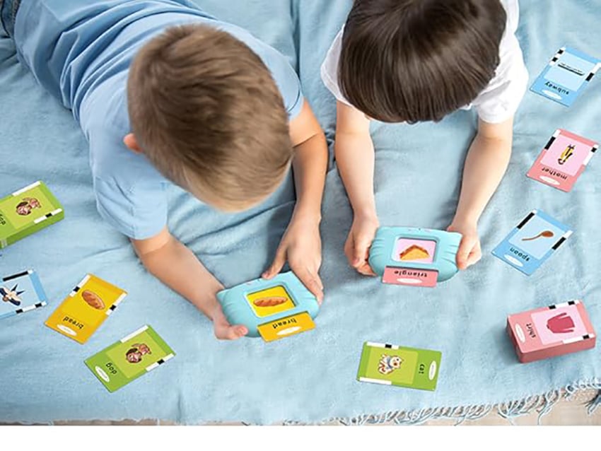 Picture of Kids Learning Flashcard Speech Therapy Machine Toy Rechargeable Reader 224 Sight Word 112 cards 12 types Interactive Educational Talking Flash Card - Multicolor