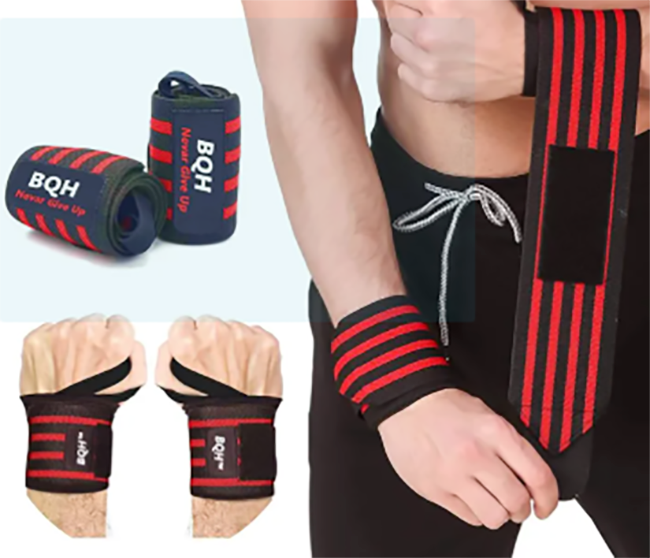 Picture of 1 Pair (2Pcs) Wrist Support Straps Color Wrapped Wristband Basketball Volleyball Weightlifting Fitness Bandage Wristband Elastic Protection Training Necessary - Multicolor