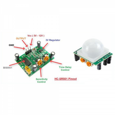Picture of HC-SR501 PIR Motion Sensor IR Sensor Body Module Infrared for Arduino Green