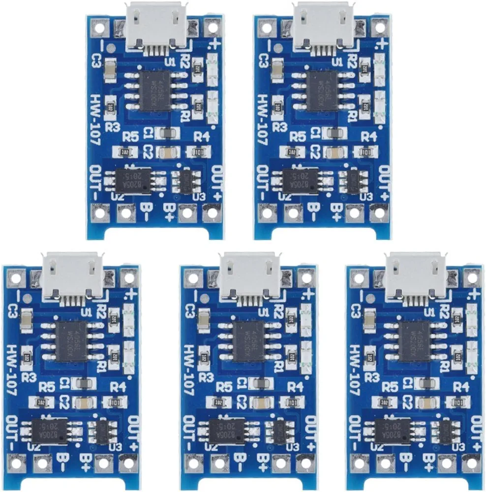Picture of 5pcs TP4056 Lithium Battery Charging Board with Battery Protection 5V 1A Micro USB Charging Port - Couture - High-end 