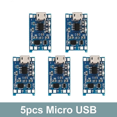 Picture of 5pcs TP4056 Lithium Battery Charging Board with Battery Protection 5V 1A Micro USB Charging Port - Couture - High-end 