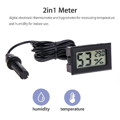 Picture of Hygrometer Digital Temperature & Humidity Meter for Egg Incubators Laboratory Aquarium  Temperature & Humid Indicator Meter Body Color White or Black Randomly Delivery Mixed