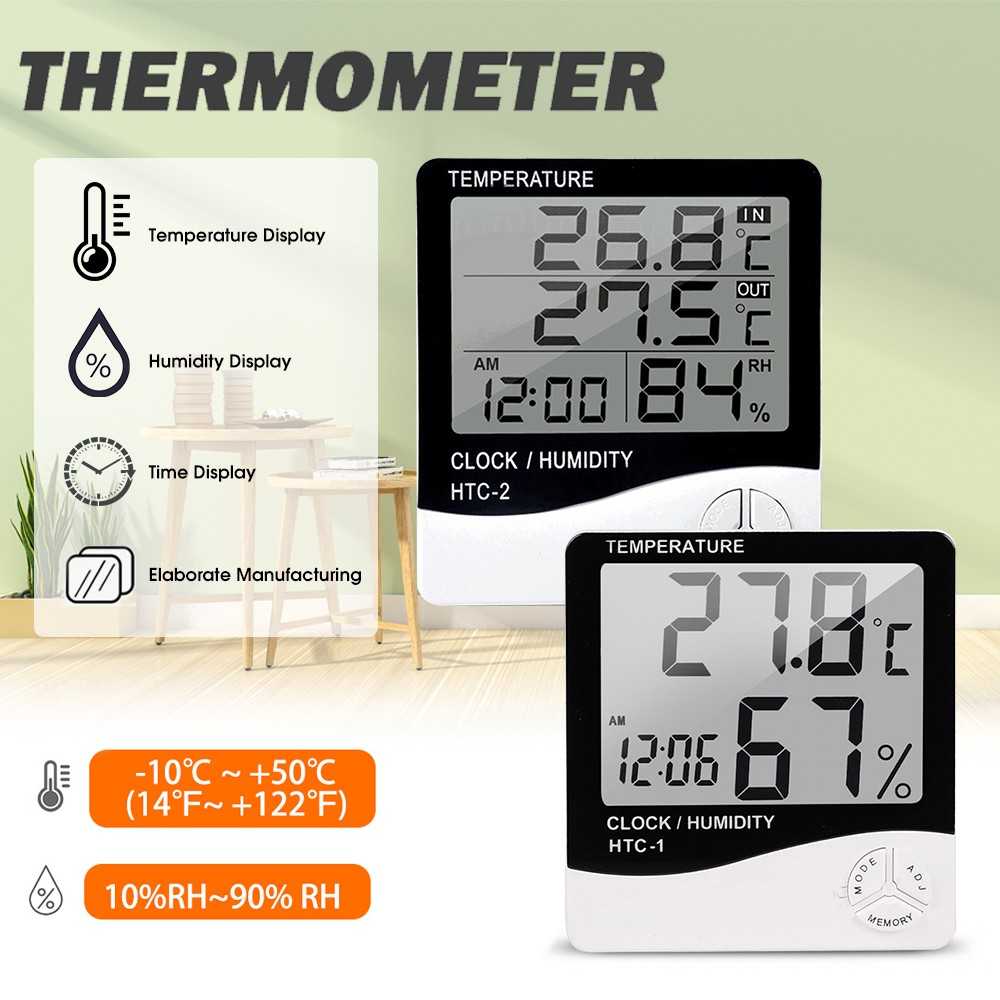 Picture of HTC-2 LCD Digital Room Temperature Meter Humidity Meter Clock replace HTC-1 HTC-2A Hygrometer HTC-2
