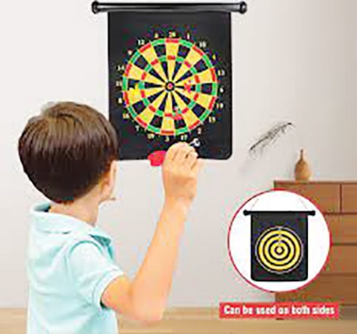 Picture of Magnetic Dart Board, 17" Double-Sided Magnetic Dart Game Set with 6 Darts Flights Safe Indoor & Outdoor Games Toy Gift for Kids and Adults - Multicolor