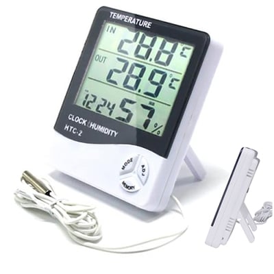 Picture of HTC-2 Thermometer Hygrometer Weather Station Wireless Temperature Humidity Tester Indoor Outdoor Probe Clock Alarm Tool 