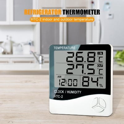 Picture of HTC-2 Thermometer Hygrometer Weather Station Wireless Temperature Humidity Tester Indoor Outdoor Probe Clock Alarm Tool 