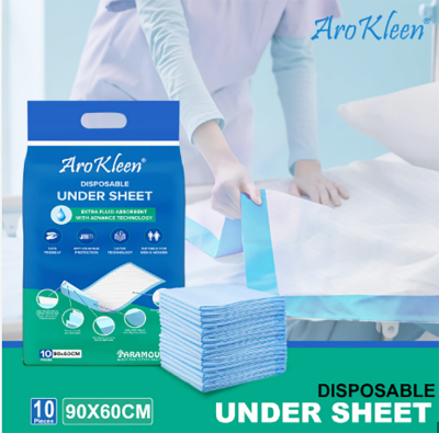 Picture of 90 X 60 CM Disposable Under Sheet Super Absorbent Polymer & Soft Surface | Skin Friendly | 5 Layered Leak Proof Technology- 100 % Water Proof & Non Slip | 10 Count- Large Size ( Pack of 1) - Large